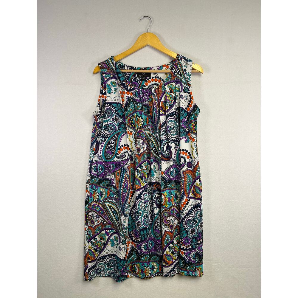 Ronni Nicole Sleeveless Shift Dress - Size 10 Paisley Abstract Print Boho‎